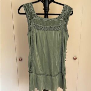 Free People Green Embellished Tank Top